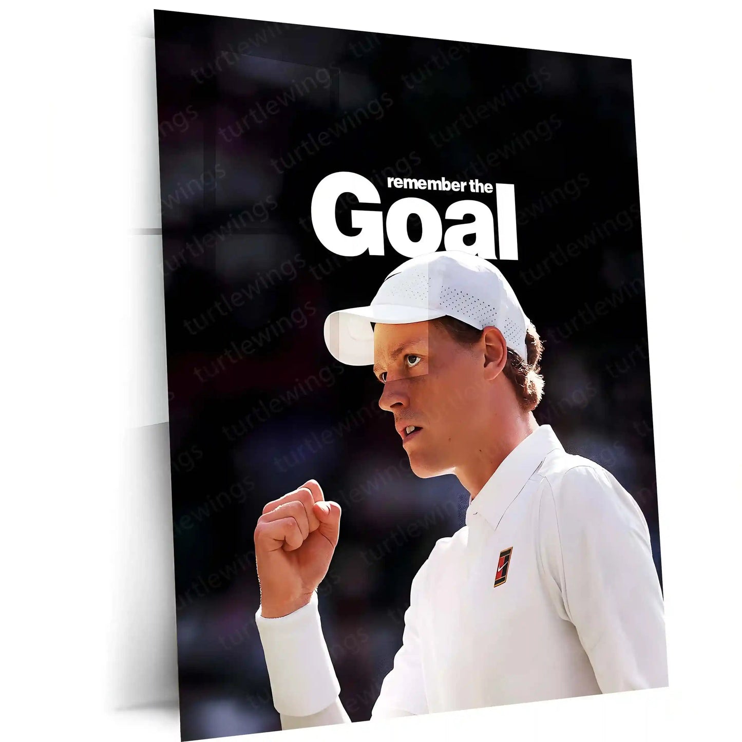 Quote Metal Poster | Jannik Sinner – Remember the Goal Metal Frame Unshakeable Focus & Elite Tennis Mindset Quote Wall Art | Championship Discipline Metal Poster - TURTLEWINGS