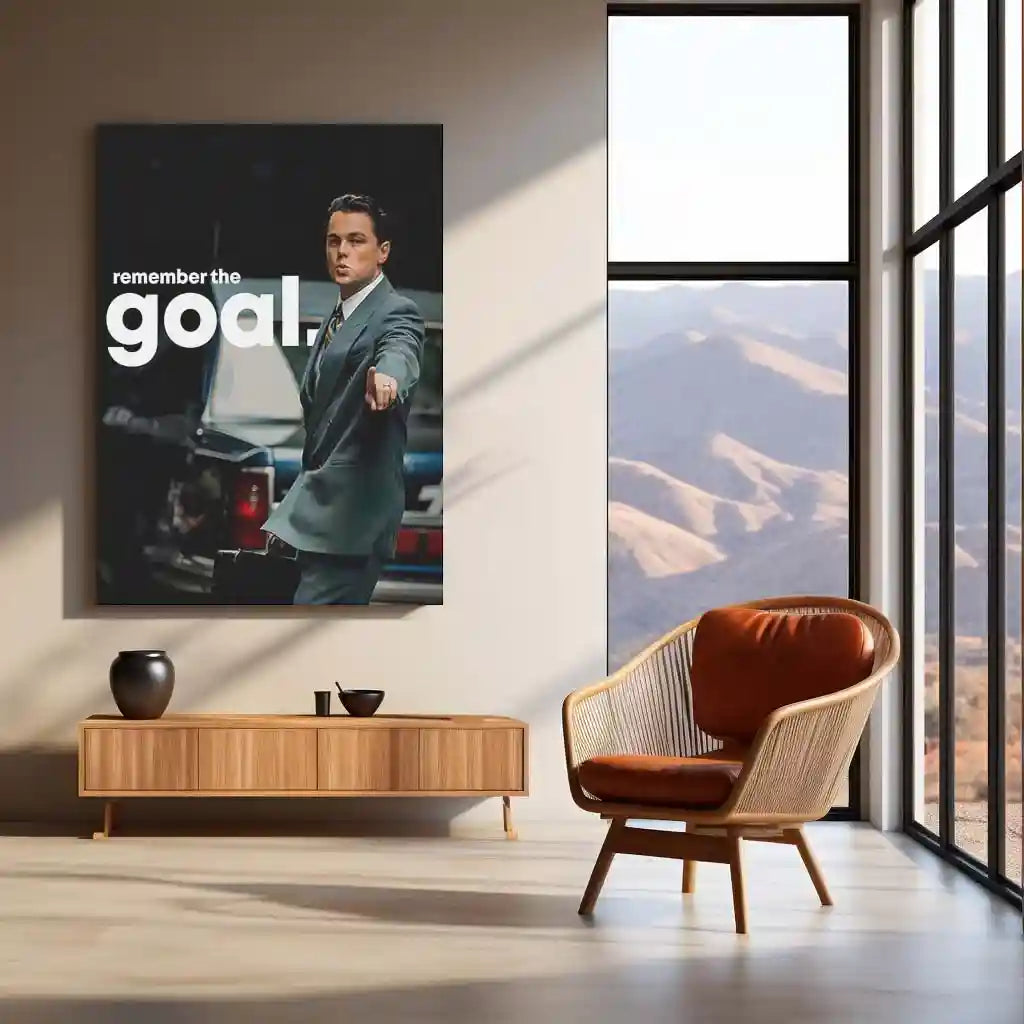 Quote Metal Poster | Leonardo DiCaprio – Remember the Goal Metal Frame Unwavering Ambition & Elite Success Mindset Quote Wall Art | Long-Game Hustle Metal Poster - TURTLEWINGS