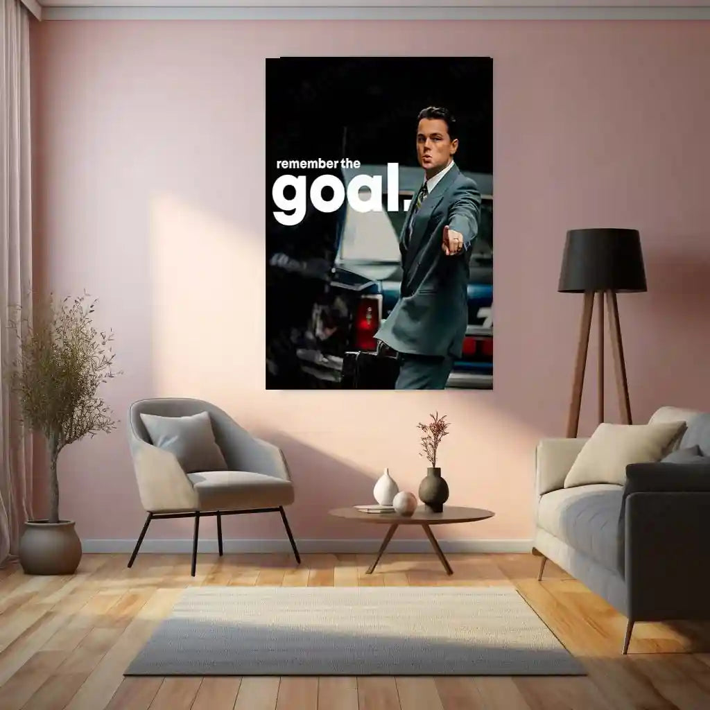 Quote Metal Poster | Leonardo DiCaprio – Remember the Goal Metal Frame Unwavering Ambition & Elite Success Mindset Quote Wall Art | Long-Game Hustle Metal Poster - TURTLEWINGS