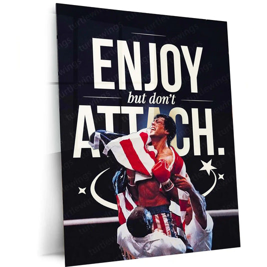 Quote Metal Poster | Rocky Balboa – “ENJOY, but don’t ATTACH.” Quote Metal Frame Wall Art | Boxing Motivation Poster - TURTLEWINGS 