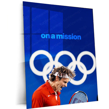 Quote Metal Poster | Roger Federer – On a Mission | Champion Focus Metal Poster - TURTLEWINGS
