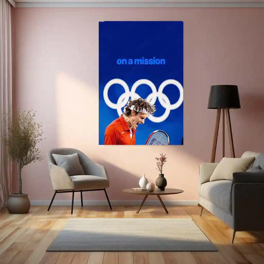 Quote Metal Poster | Roger Federer – On a Mission | Champion Focus Metal Poster - TURTLEWINGS