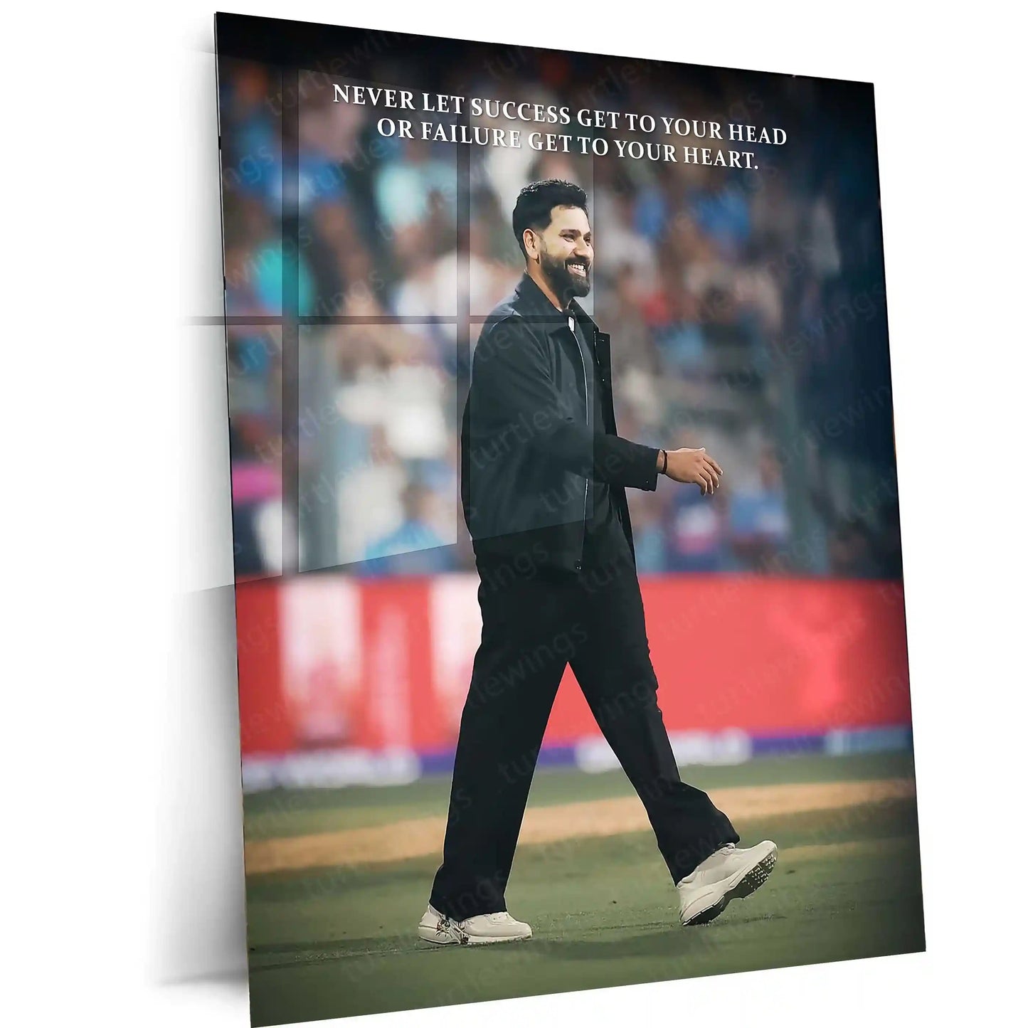 Cricket Metal Frame | Rohit Sharma – Calm Leader Cricket Wall Art | Team India - TURTLEWINGS
