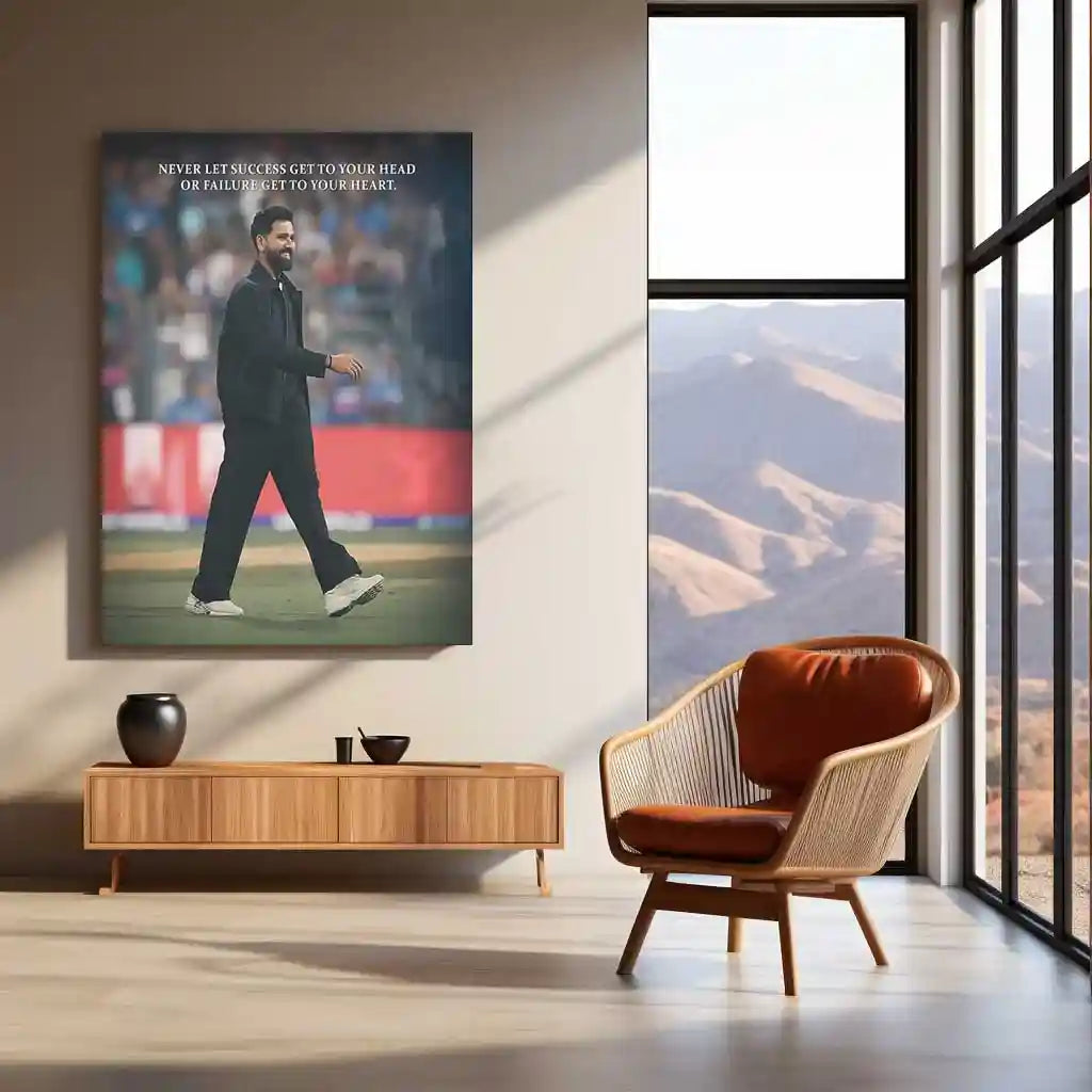 Cricket Metal Frame | Rohit Sharma – Calm Leader Cricket Wall Art | Team India - TURTLEWINGS
