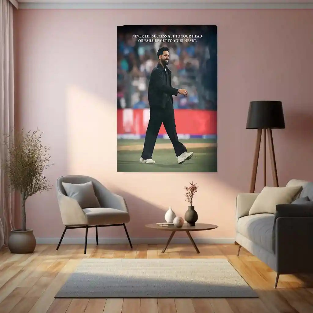 Cricket Metal Frame | Rohit Sharma – Calm Leader Cricket Wall Art | Team India - TURTLEWINGS