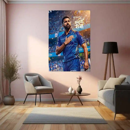 Cricket Metal Poster | Rohit Sharma Mumbai Indians Metal Poster | 15 Years Mumbai Raja Wall Art | IPL Cricket Legend Frame - TURTLEWINGS