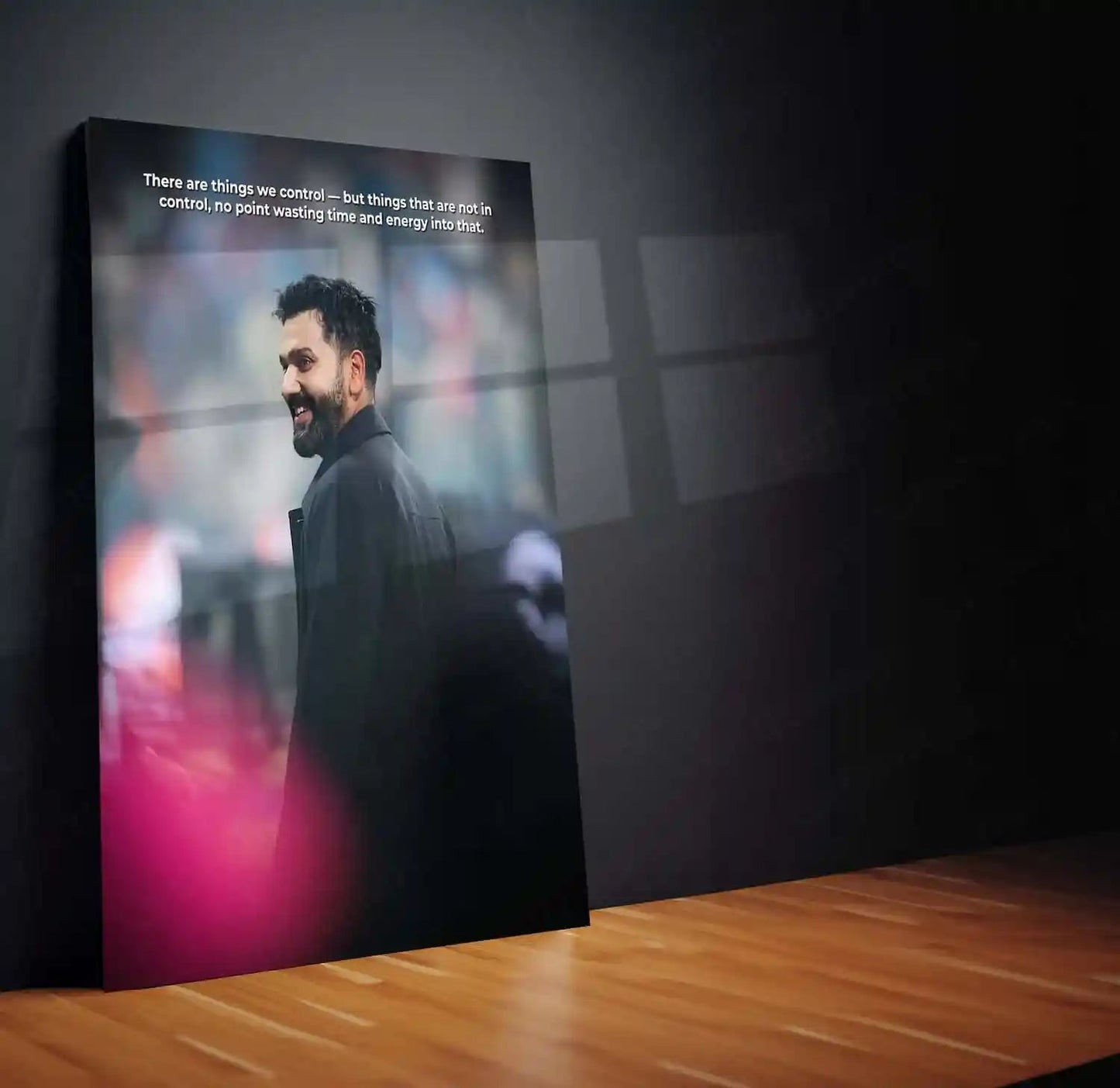 Cricket Metal Frame | Rohit Sharma – Focus & Control Cricket Wall Art | Team India - TURTLEWINGS