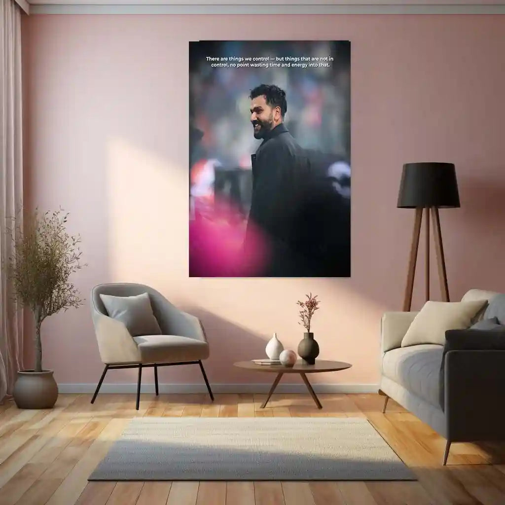 Cricket Metal Frame | Rohit Sharma – Focus & Control Cricket Wall Art | Team India - TURTLEWINGS