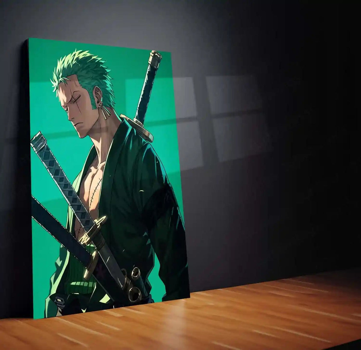 Anime Metal Poster | Roronoa Zoro – Swordmaster Metal Poster | One Piece Anime Wall Frame | Three-Sword Style Art - TURTLEWINGS