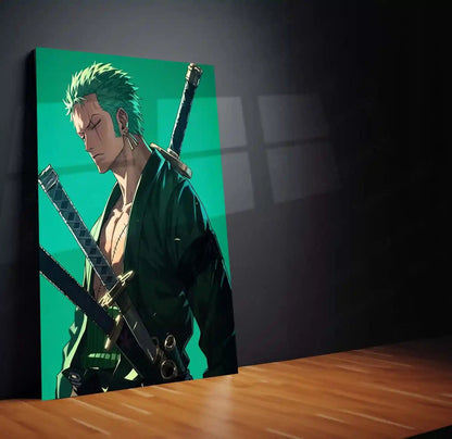 Anime Metal Poster | Roronoa Zoro – Swordmaster Metal Poster | One Piece Anime Wall Frame | Three-Sword Style Art - TURTLEWINGS