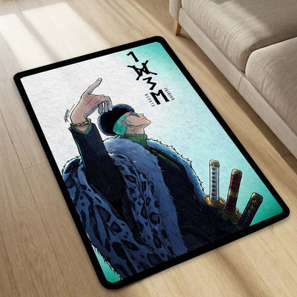 Roronoa Zoro One Piece Area Flat Rug | Minimal Anime Floor Mat | Pirate Hunter Zoro Modern Flat Rug for Bedroom, Gaming Room & Anime Decor