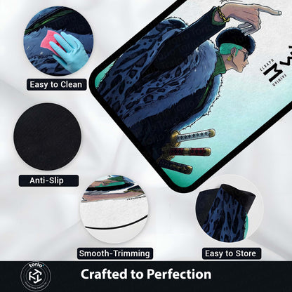 Roronoa Zoro One Piece Area Flat Rug | Minimal Anime Floor Mat | Pirate Hunter Zoro Modern Flat Rug for Bedroom, Gaming Room & Anime Decor