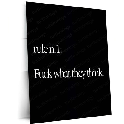Quote Metal Poster | Rule No. 1 Metal Frame | Zero Approval Mindset Wall Art | Bold Quote Metal Poster - TURTLEWINGS
