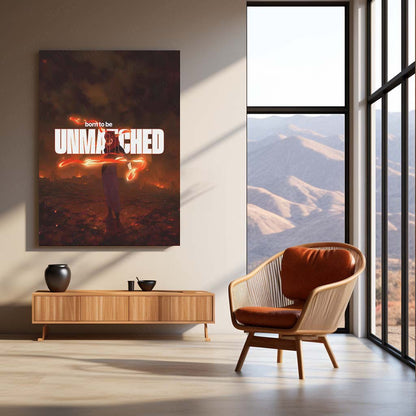 Anime Metal Poster | Ryomen Sukuna "Born to Be Unmatched" Metal Print | Fiery Anime Motivation Wall Art | Premium Dark Anime Poster