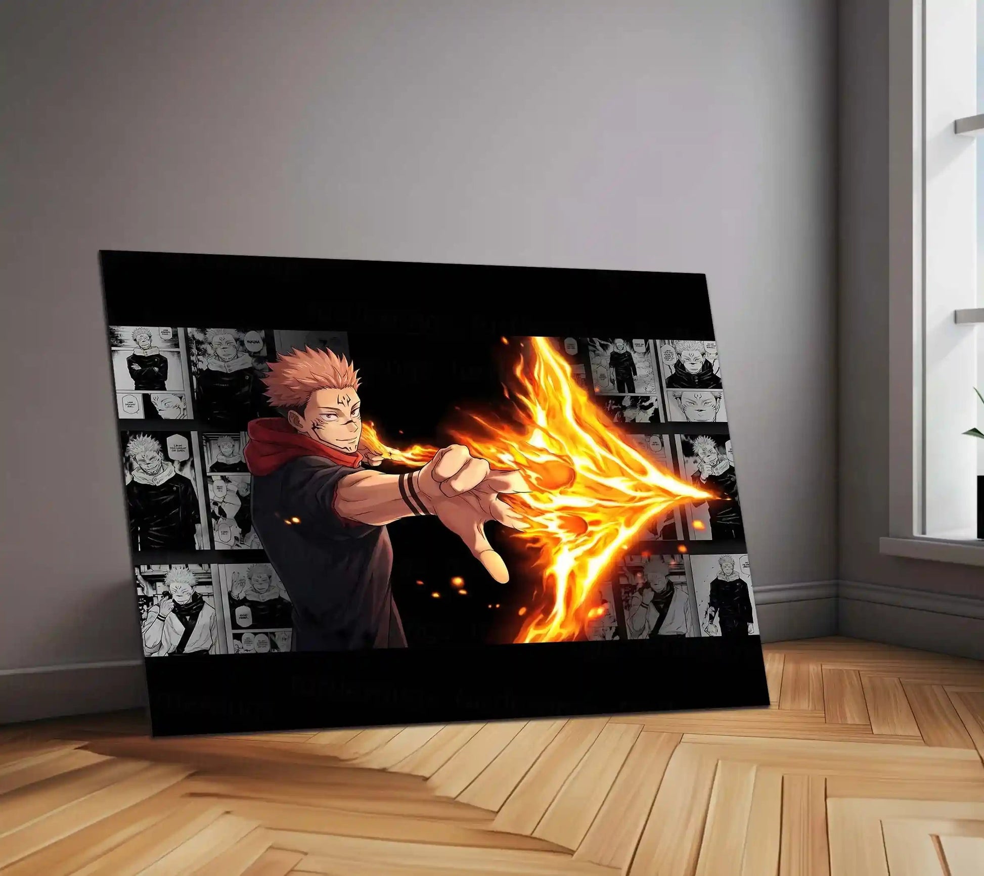 Anime Metal Frame | Ryomen Sukuna Flame Burst | Dark Sorcerer Anime Metal Frame - TURTLEWINGS