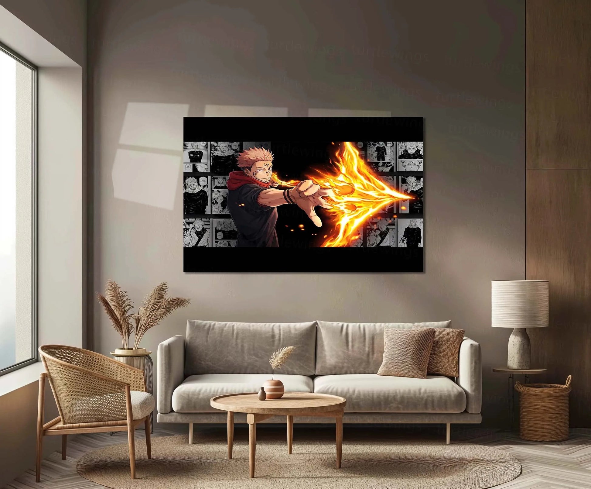 Anime Metal Frame | Ryomen Sukuna Flame Burst | Dark Sorcerer Anime Metal Frame - TURTLEWINGS