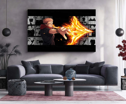 Anime Metal Frame | Ryomen Sukuna Flame Burst | Dark Sorcerer Anime Metal Frame - TURTLEWINGS