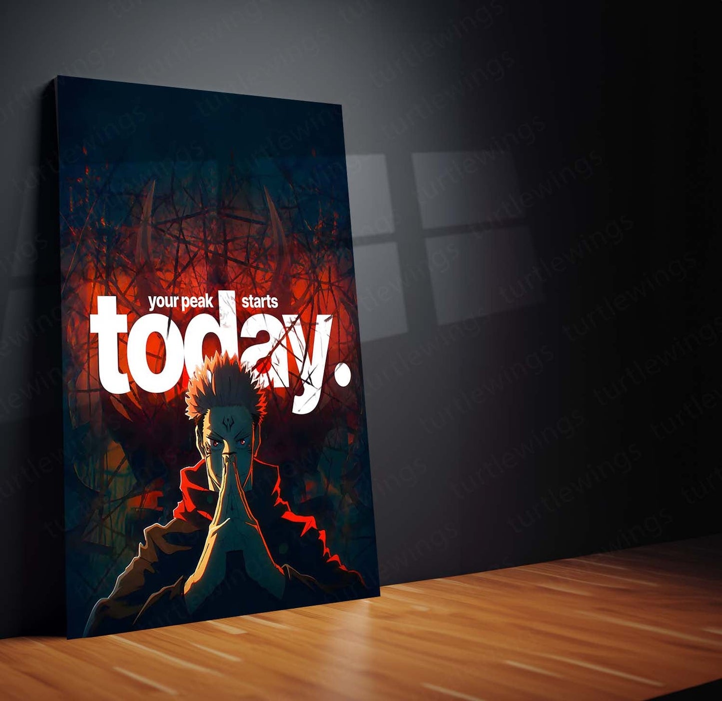 Anime Metal Poster | Ryomen Sukuna "Your Peak Starts Today" Metal Print | Motivational Anime Wall Art | Premium Dark Jujutsu-Inspired Poster