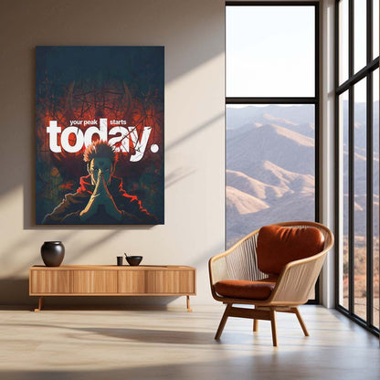 Anime Metal Poster | Ryomen Sukuna "Your Peak Starts Today" Metal Print | Motivational Anime Wall Art | Premium Dark Jujutsu-Inspired Poster