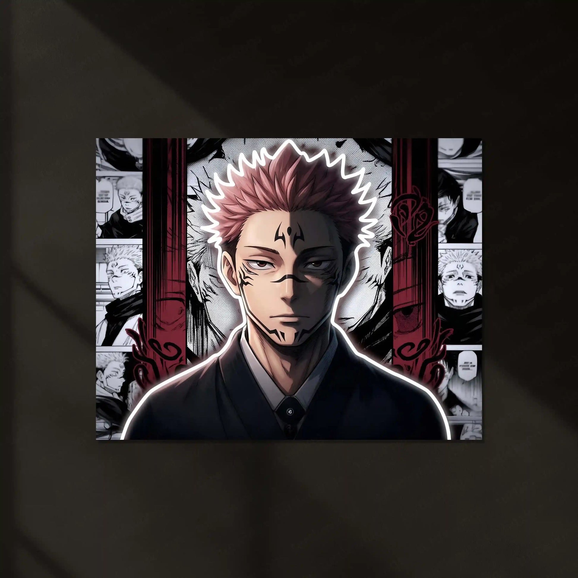 Jujutsu Kaisen Sukuna Neon LED Metal Frame | Ryomen Sukuna Anime Poster | Cursed King Wall Art - TURTLEWINGS