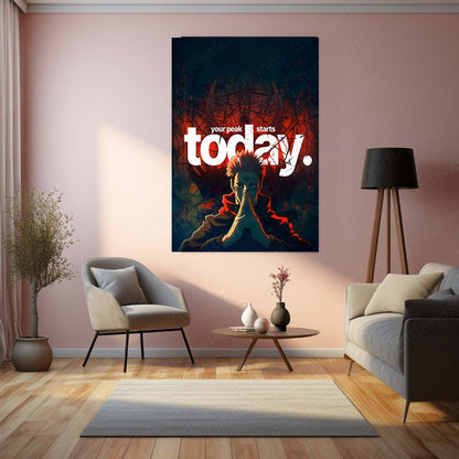 Anime Metal Poster | Ryomen Sukuna "Your Peak Starts Today" Metal Print | Motivational Anime Wall Art | Premium Dark Jujutsu-Inspired Poster