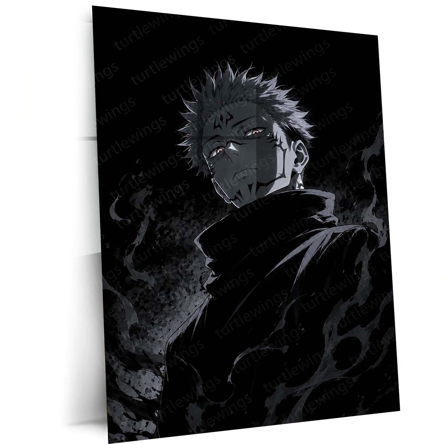 Ryomen Sukuna Shadow Monarch Metal Poster | Dark Anime Wall Art | Jujutsu Kaisen Inspired
