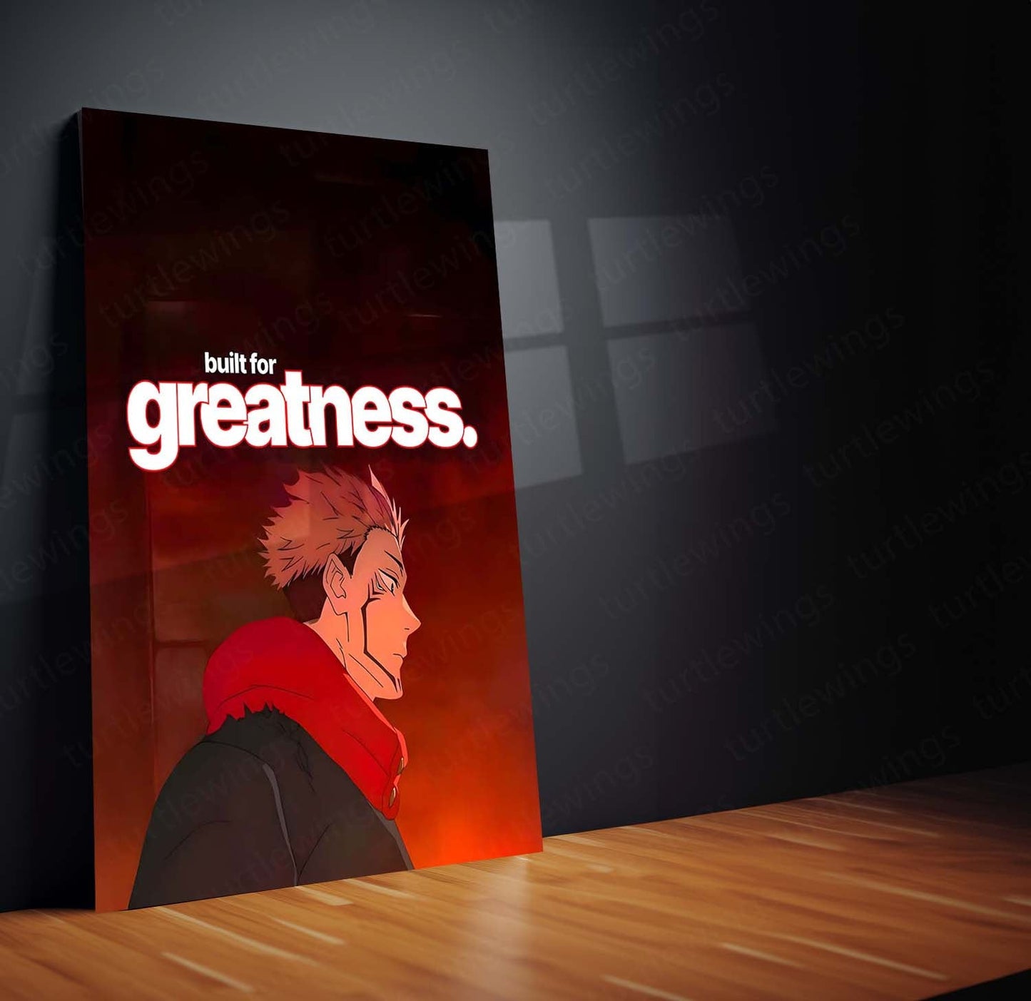 Anime Metal Poster | Ryomen Sukuna "Built for Greatness" Metal Print | Dark Anime Motivation Wall Art | Premium Jujutsu-Inspired Poster