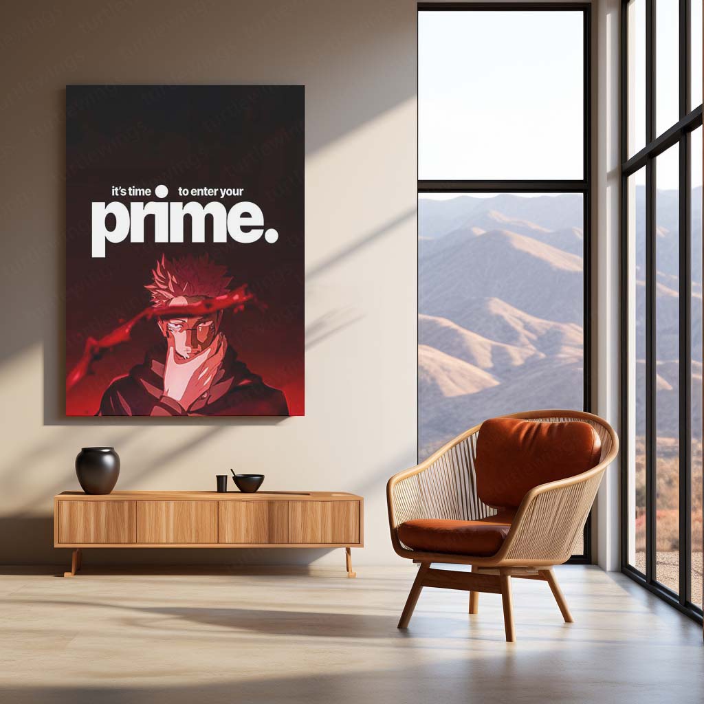 Ryomen Sukuna "It's Time to Enter Your Prime" Metal Print | Dark Anime Motivation Wall Art | Premium Jujutsu-Inspired Poster