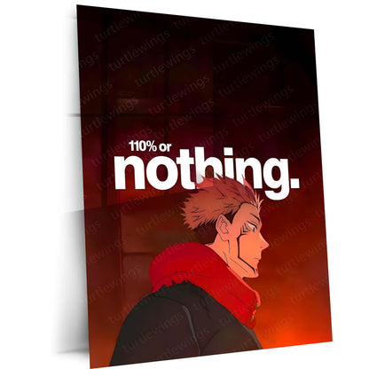 Anime Metal Poster | 110% or Nothing Sukuna Metal Poster | Motivational Anime Wall Art | Premium Aluminum Print