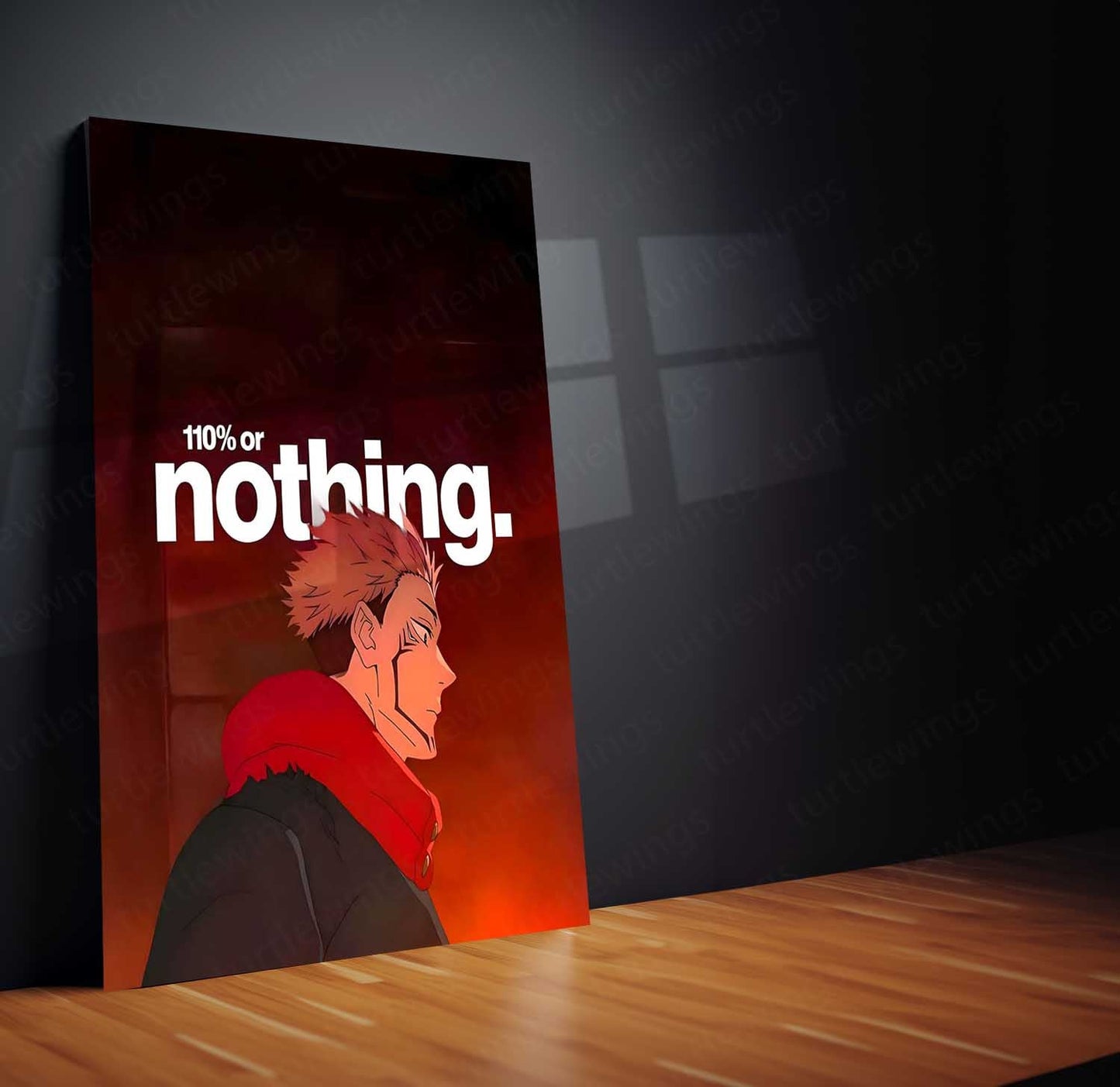 Anime Metal Poster | 110% or Nothing Sukuna Metal Poster | Motivational Anime Wall Art | Premium Aluminum Print
