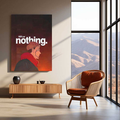 Anime Metal Poster | 110% or Nothing Sukuna Metal Poster | Motivational Anime Wall Art | Premium Aluminum Print
