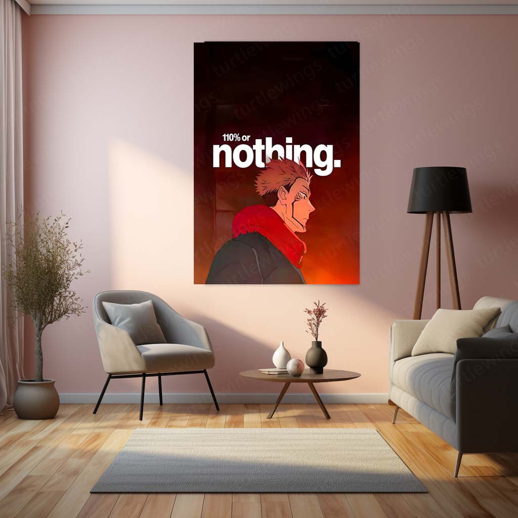 Anime Metal Poster | 110% or Nothing Sukuna Metal Poster | Motivational Anime Wall Art | Premium Aluminum Print