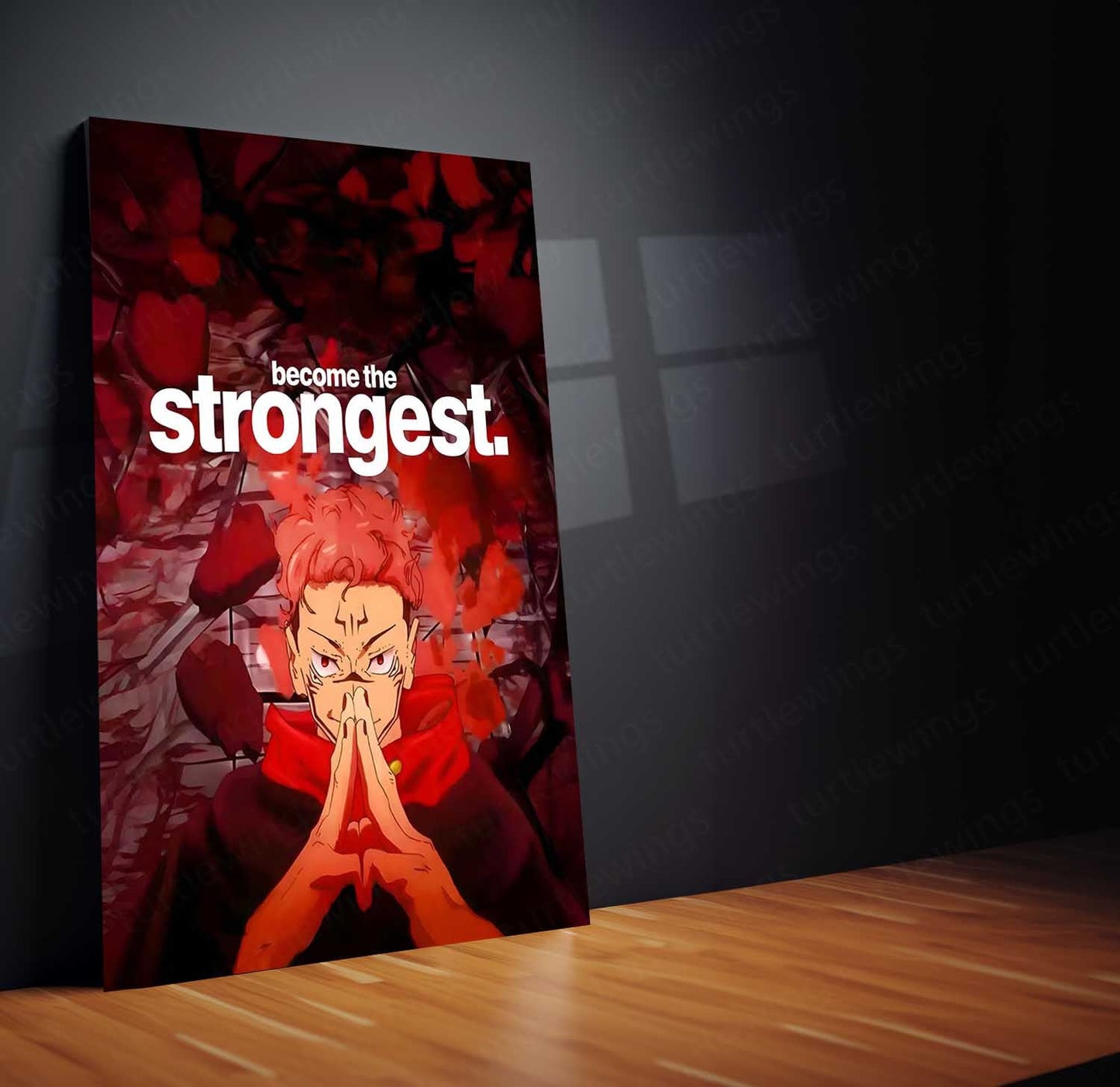 Anime Metal Poster | Become the Strongest Sukuna Metal Poster | Motivational Anime Wall Art | Premium Aluminum Print