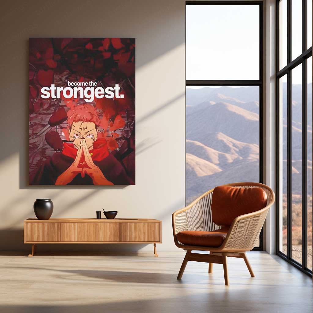 Anime Metal Poster | Become the Strongest Sukuna Metal Poster | Motivational Anime Wall Art | Premium Aluminum Print