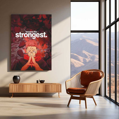 Anime Metal Poster | Become the Strongest Sukuna Metal Poster | Motivational Anime Wall Art | Premium Aluminum Print