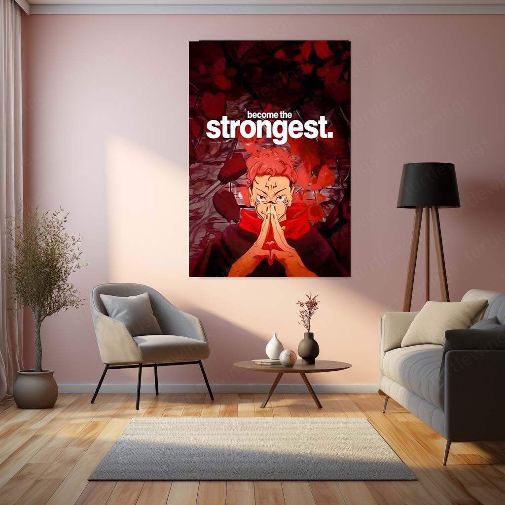 Anime Metal Poster | Become the Strongest Sukuna Metal Poster | Motivational Anime Wall Art | Premium Aluminum Print