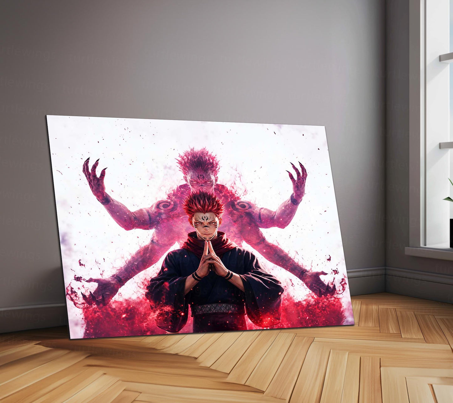 Anime Metal Poster | Ryomen Sukuna Dual Form Metal Poster | Jujutsu Kaisen Anime Wall Art | Premium Aluminum Print