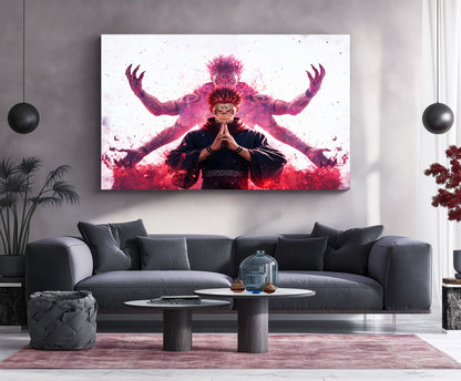 Anime Metal Poster | Ryomen Sukuna Dual Form Metal Poster | Jujutsu Kaisen Anime Wall Art | Premium Aluminum Print