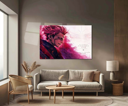 Anime Metal Poster | Ryomen Sukuna Crimson Aura Metal Poster | Jujutsu Kaisen Anime Wall Art | Premium Aluminum Print