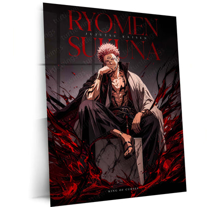 Anime Metal Poster | Ryomen Sukuna Metal Poster | King of Curses Anime Wall Art | Premium Aluminum Print