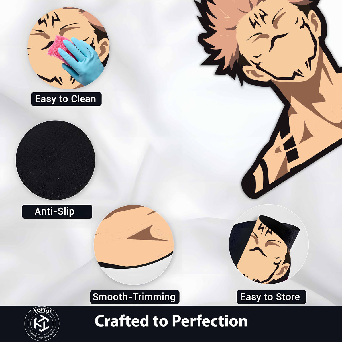 Ryomen Sukuna Cursed King Pose Floor Mat (3 mm Thick) | Jujutsu Kaisen Anime Cut-Out Flat Rug for Bedroom, Gaming Room & Otaku Home Decor