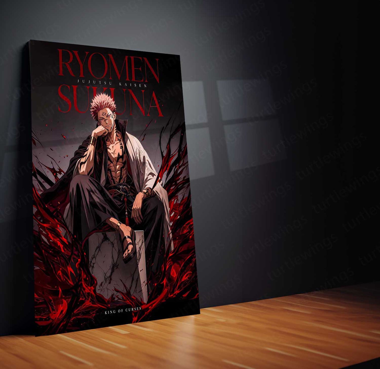 Anime Metal Poster | Ryomen Sukuna Metal Poster | King of Curses Anime Wall Art | Premium Aluminum Print