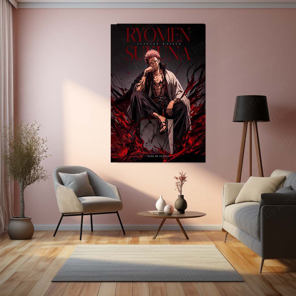 Anime Metal Poster | Ryomen Sukuna Metal Poster | King of Curses Anime Wall Art | Premium Aluminum Print