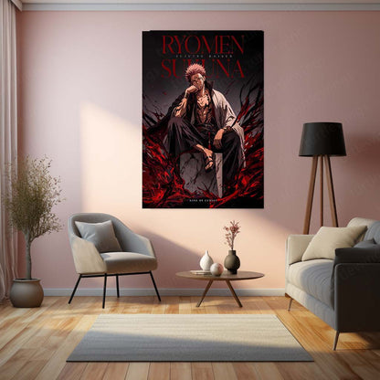 Anime Metal Poster | Ryomen Sukuna Metal Poster | King of Curses Anime Wall Art | Premium Aluminum Print