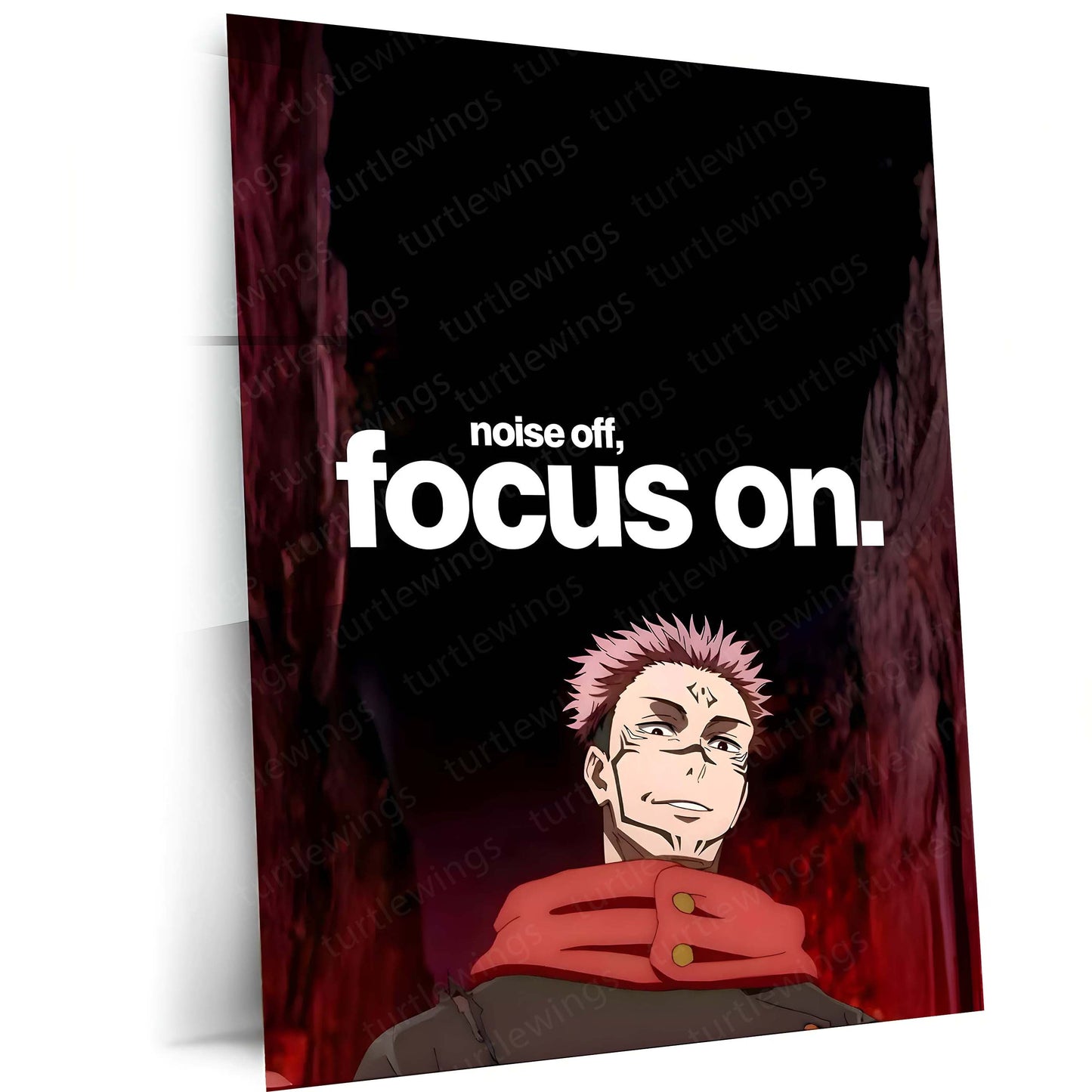 Anime Metal Poster | Noise Off, Focus On Sukuna Metal Poster | Motivational Anime Wall Art | Premium Aluminum Print