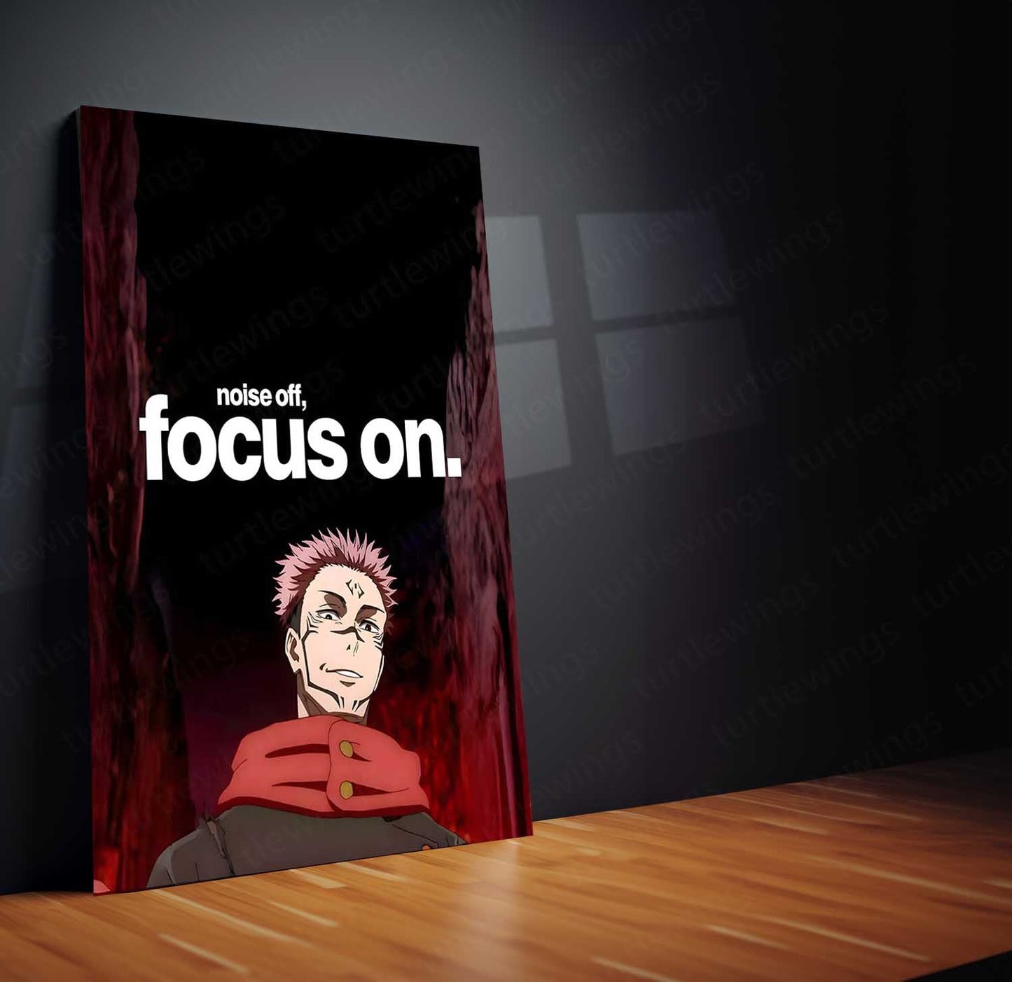 Anime Metal Poster | Noise Off, Focus On Sukuna Metal Poster | Motivational Anime Wall Art | Premium Aluminum Print