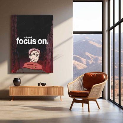 Anime Metal Poster | Noise Off, Focus On Sukuna Metal Poster | Motivational Anime Wall Art | Premium Aluminum Print