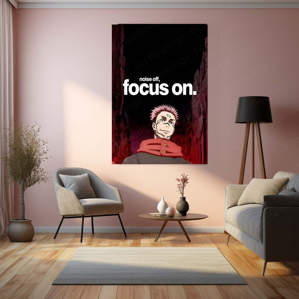 Anime Metal Poster | Noise Off, Focus On Sukuna Metal Poster | Motivational Anime Wall Art | Premium Aluminum Print