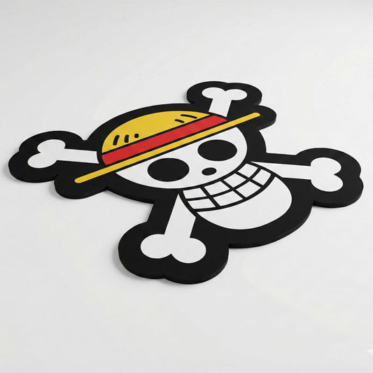 Straw Hat Pirate Skull Floor Mat (3 mm Thick) | Anime-Inspired Pirate Symbol Flat Rug for Bedroom, Gaming Room & Otaku Decor