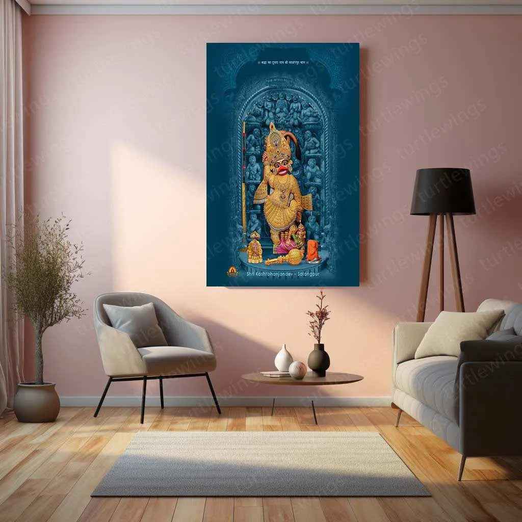 Sarangpur Hanuman Metal Poster – Divine Spiritual Wall Art | Bajrangbali Blessings - TURTLEWINGS